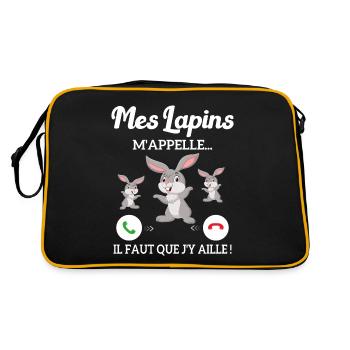 Mes Lapins m'appellent et je dois aller - Sac Retro - noir/or - Dos