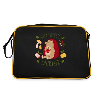 Gefährliches Laubtier Igel - Retro Tasche - Schwarz/Gold - Hinten