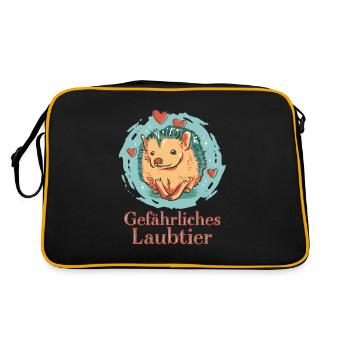Gefährliches Laubtier Igel - Retro Tasche - Schwarz/Gold - Hinten