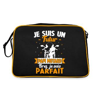 Je suis un futur Papi motard bref je suis parfait - Sac Retro - noir/or - Dos