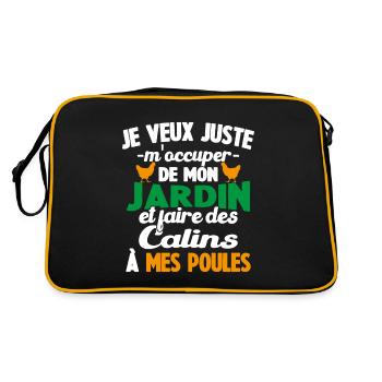 M'occuper de mon jardin Cadeau jardinier poules - Sac Retro - noir/or - Dos