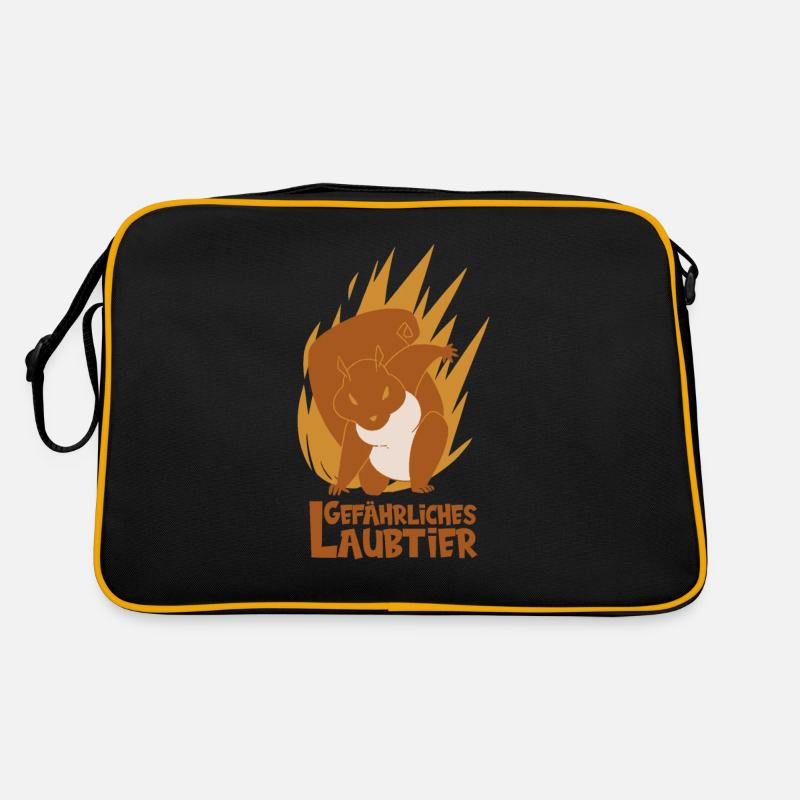 Gefährliches Laubtier Eichhörnchen - Retro Tasche - Schwarz/Gold