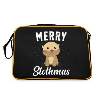 Faultier Weihnachten Weihnachtsgeschenk - Retro Tasche - Schwarz/Gold - Hinten
