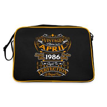 Vintage geboren im April 1986 Geburtstagsgeschenk - Retro Tasche - Schwarz/Gold - Hinten