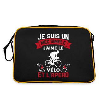 Je suis un Mec Simple j'aime Le Vélo Et L'apéro - Sac Retro - noir/or - Dos