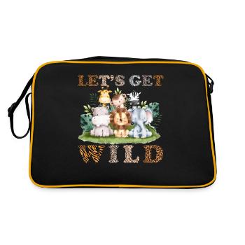 Wild Zoo Animals Boys Girls Kawaii Safari - Retro Bag - black/gold - Back