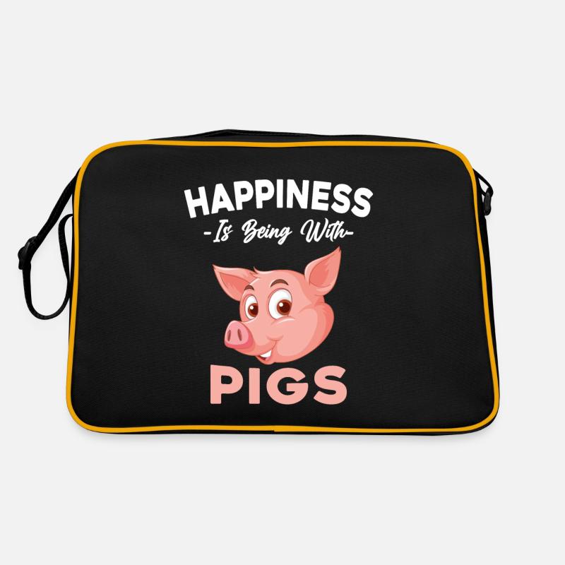 Le bonheur c'est d'être avec des cochons Cadeau Sac Retro