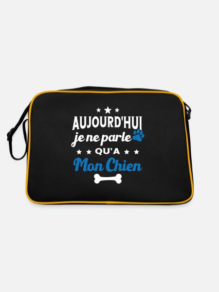 Aujourd'hui Je Ne Parle Qu'a Mon Chien Humour - Sac Retro - noir/or - Dos
