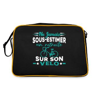 Un Retraité Sur Son Vélo Humour Retraite Cycliste - Sac Retro - noir/or - Dos
