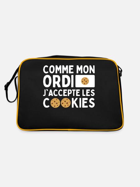 Comme Mon Ordi J'accepte Les Cookies Humour Geek - Sac Retro - noir/or - Dos