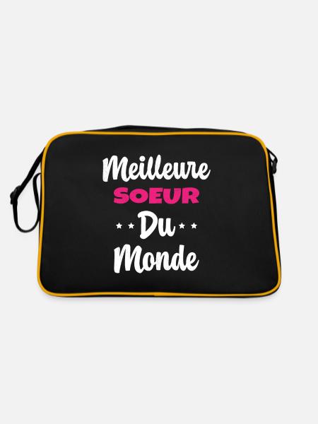 Meilleure Soeur Du Monde Humour Cadeau - Sac Retro - noir/or - Dos
