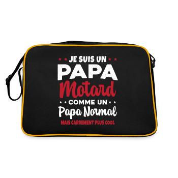 Homme Papa Motard Humour Cadeau motocycliste - Sac Retro - noir/or - Dos