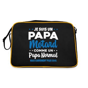 Homme Papa Motard Humour Cadeau motocycliste - Sac Retro - noir/or - Dos