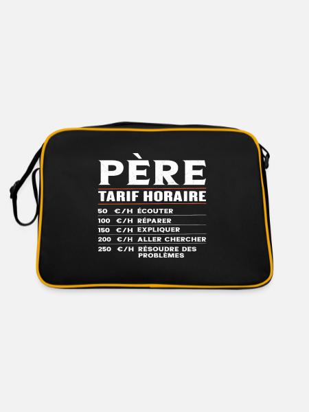 Homme Vintage Humour Tarif Horaire Cadeau Papa - Sac Retro - noir/or