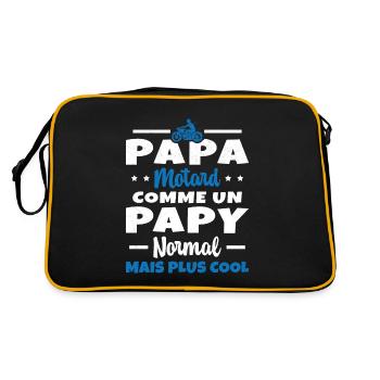 Homme Papa Motard Humour Cadeau motocycliste - Sac Retro - noir/or - Dos
