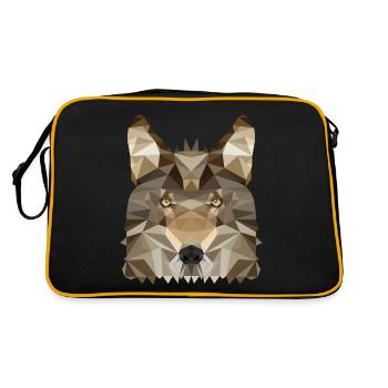 Wolf Polygon-Stil - Retro Tasche - Schwarz/Gold - Hinten