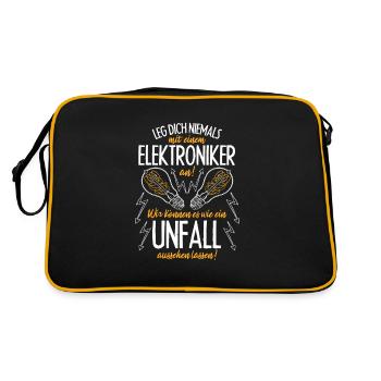 Watt, intelligente Elektroniker - Retro Tasche - Schwarz/Gold - Hinten