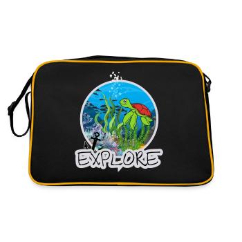 Motif de vacances dans le monde sous-marin pour les plongeurs - Sac Retro - noir/or - Dos