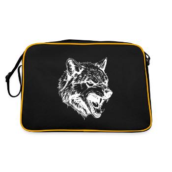 Wolf Animal Portrait - Retro Bag - black/gold - Back