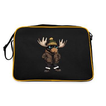 Elch Cool Comic - Retro Tasche - Schwarz/Gold - Hinten