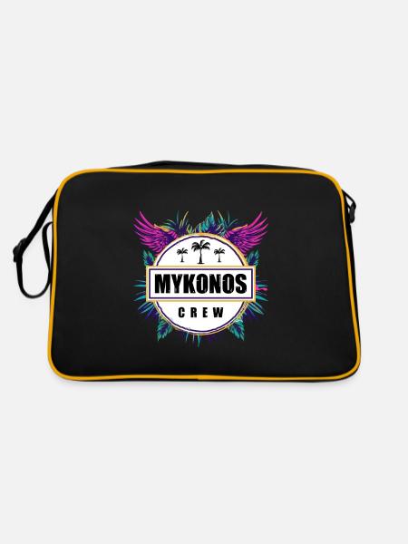 Mykonos Crew Tropisch - Retro Tasche - Schwarz/Gold - Hinten