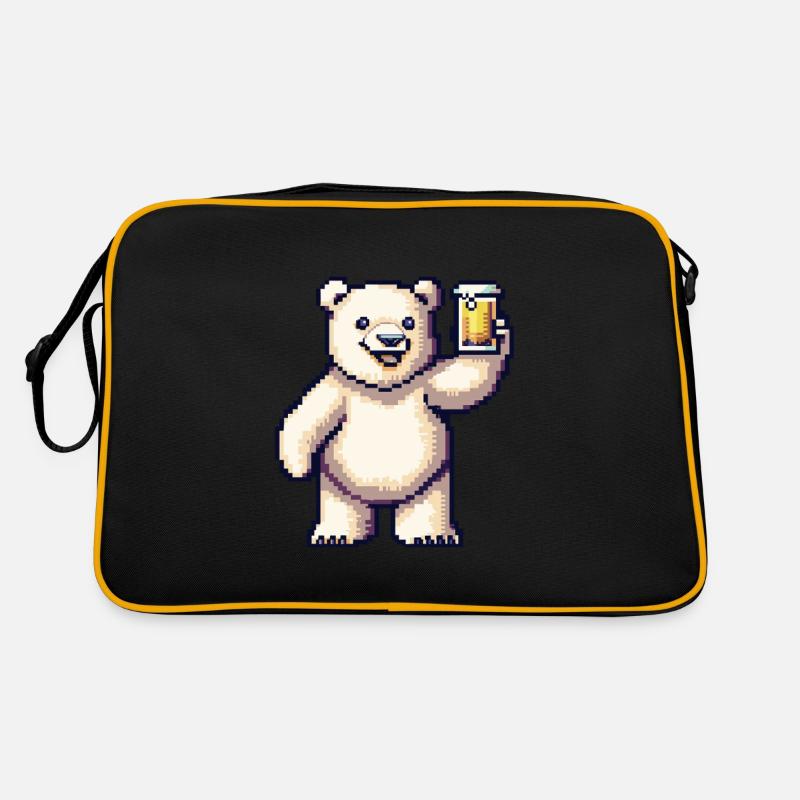 Eisbär Pixel Bier Retro Tasche