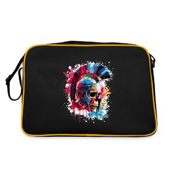 Spartaner Skelett Gladiator - Retro Tasche - Schwarz/Gold - Hinten