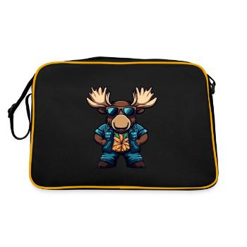 Elch Comic Lustig Sommer - Retro Tasche - Schwarz/Gold - Hinten
