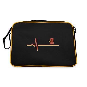 Disc Golf Heartbeat Frisbee Frolf Discgolfer - Retro Bag - black/gold - Back