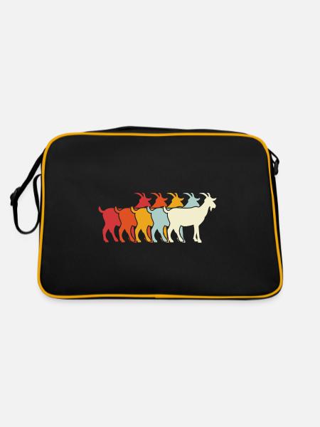 Vintage Ziege Ziegenbock Ziegenzucht - Retro Tasche - Schwarz/Gold - Hinten
