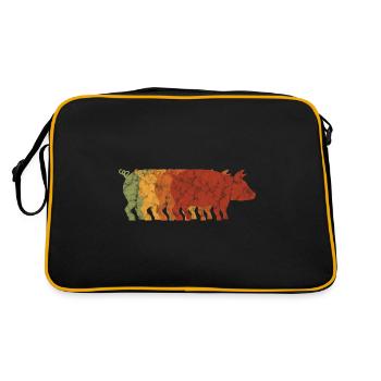 Cochon porcelets porcs rétro sau fermier Eber - Sac Retro - noir/or - Dos