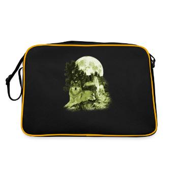 Wolf - Retro Tasche - Schwarz/Gold - Hinten