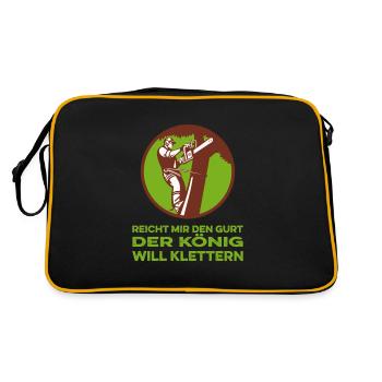 Baumklettern Baumpfleger Arborist Baumkletterer - Retro Tasche - Schwarz/Gold - Hinten
