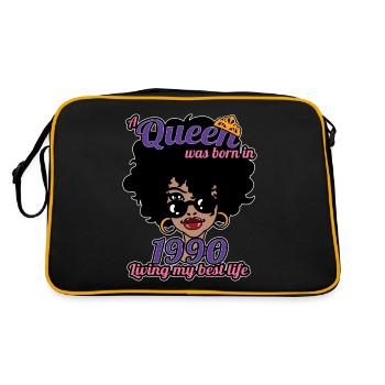 A Queen Was Born In 1990 - 32 Years Old Birthday - Retro Bag - black/gold - Back