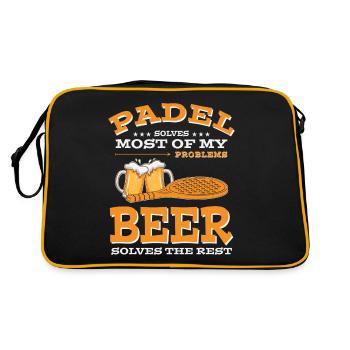 Padel and Beer Funny Paddle Tennis Saying - Retro Bag - black/gold - Back