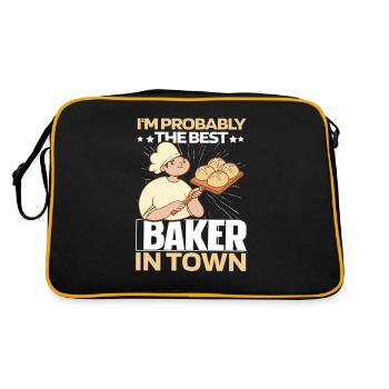 Backen Bäcker Bäckerei - Retro Tasche - Schwarz/Gold - Hinten