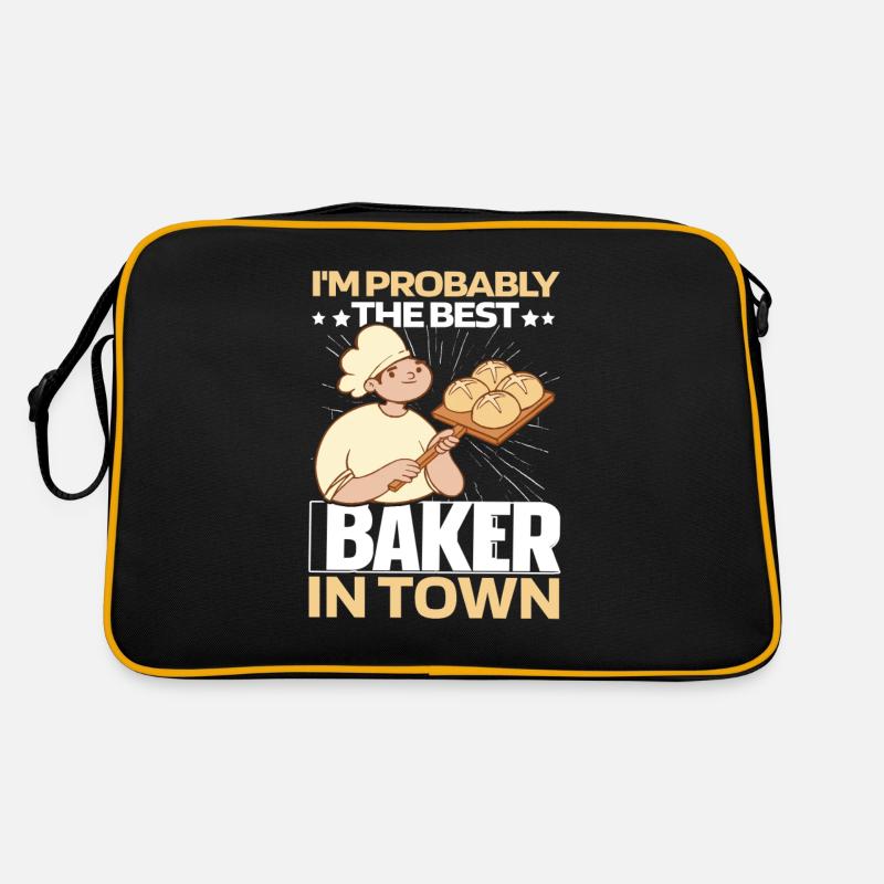 Backen Bäcker Bäckerei - Retro Tasche - Schwarz/Gold