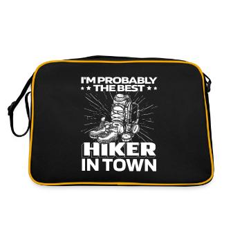 Wandern Wanderer Lustig - Retro Tasche - Schwarz/Gold - Hinten