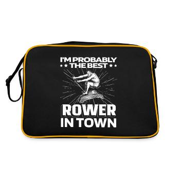 Rudern Ruderer Witzig - Retro Tasche - Schwarz/Gold - Hinten