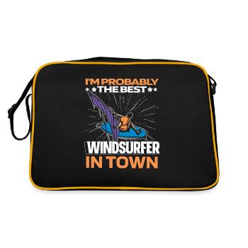 Windsurfen Windsurfer Witzig - Retro Tasche - Schwarz/Gold - Hinten