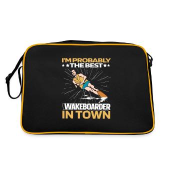 Wakeboard Wakeboarder Witzig - Retro Tasche - Schwarz/Gold - Hinten