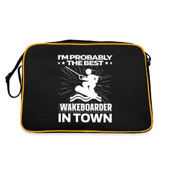 Wakeboard Wakeboarder Witzig - Retro Tasche - Schwarz/Gold - Hinten