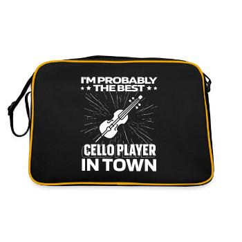 Cello Cellist Witzig - Retro Tasche - Schwarz/Gold - Hinten