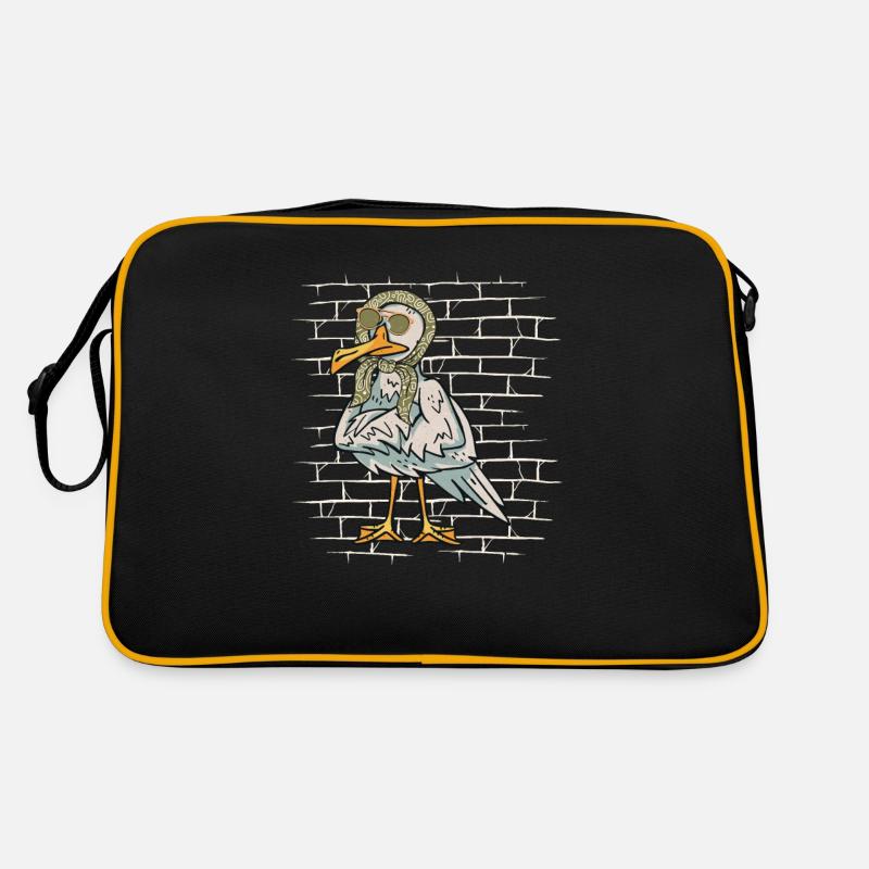 Möwe Sonnenbrillenschal - Retro Tasche - Schwarz/Gold
