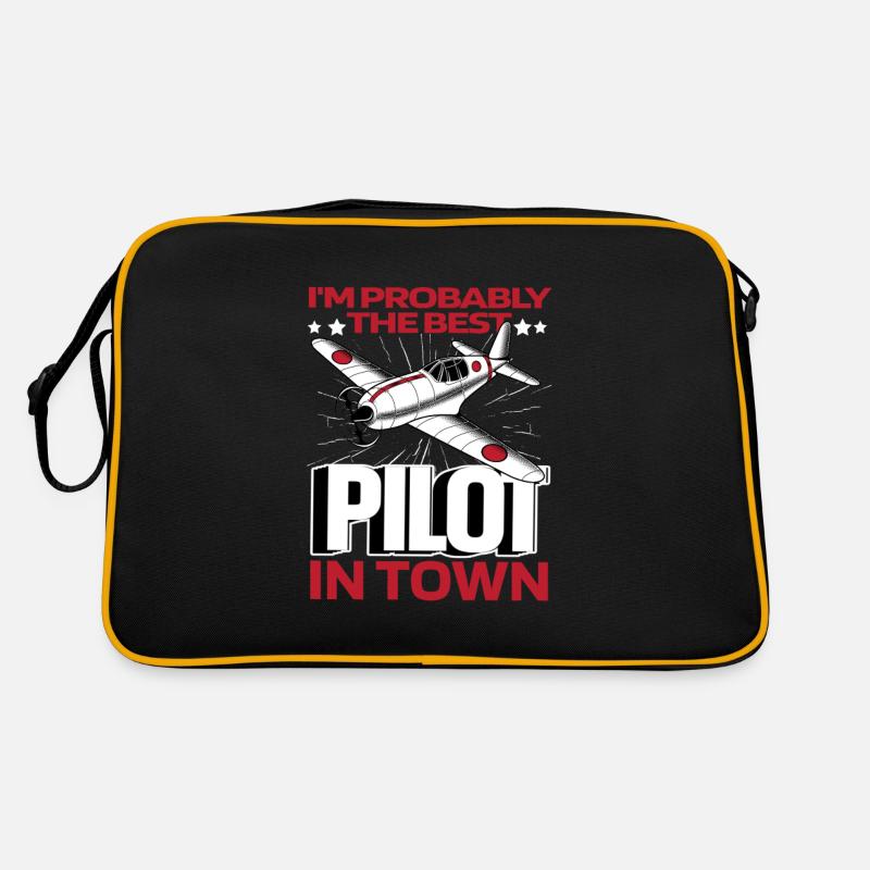 Flugzeug Pilot Lustig Retro Tasche