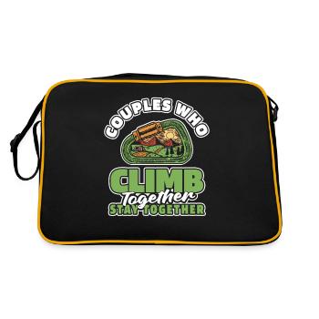Klettern Kletterer Paar - Retro Tasche - Schwarz/Gold - Hinten