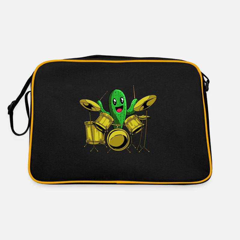 Drums Drummer Drummer Cactus - Retro Bag - black/gold