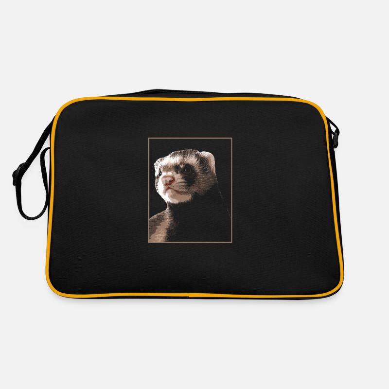 Frettchen Iltis - Retro Tasche - Schwarz/Gold