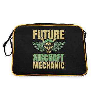 Flugzeug Mechaniker Schädel - Retro Tasche - Schwarz/Gold - Hinten