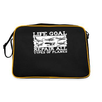 Flugzeug Mechaniker Lustig - Retro Tasche - Schwarz/Gold - Hinten